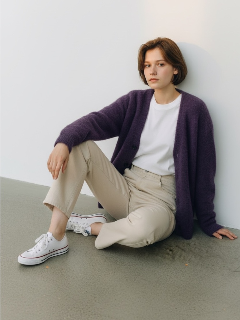 🍇💟☂️♒️Abercrombie Cozy Purple V-Neck Button Front Cardigan